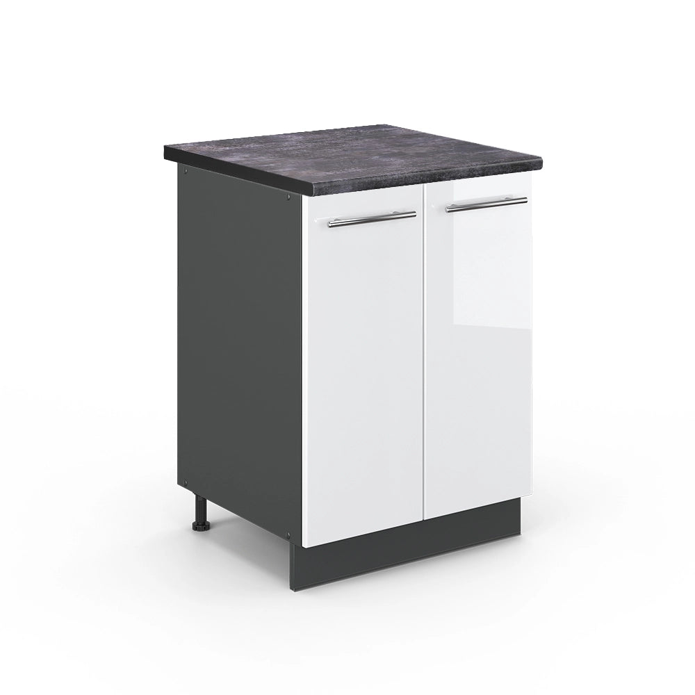 Mobiletto base cucina Fame-Line Bianco lucido/Antracite 60 cm, PL Antracite Vicco