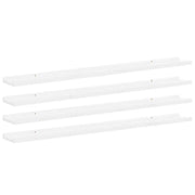 4 pz Mensole da Parete | Scaffali a Parete | Ripiano a parete Bianco Lucido 100x9x3 cm