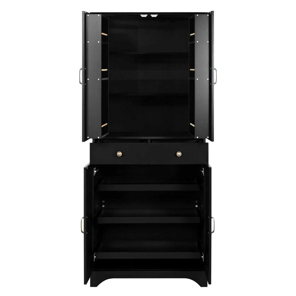 Libreria Alta con Ripiani Regolabili e Cassetti ¨C MINIMAL ¨C Nero, Soggiorno e Cucina