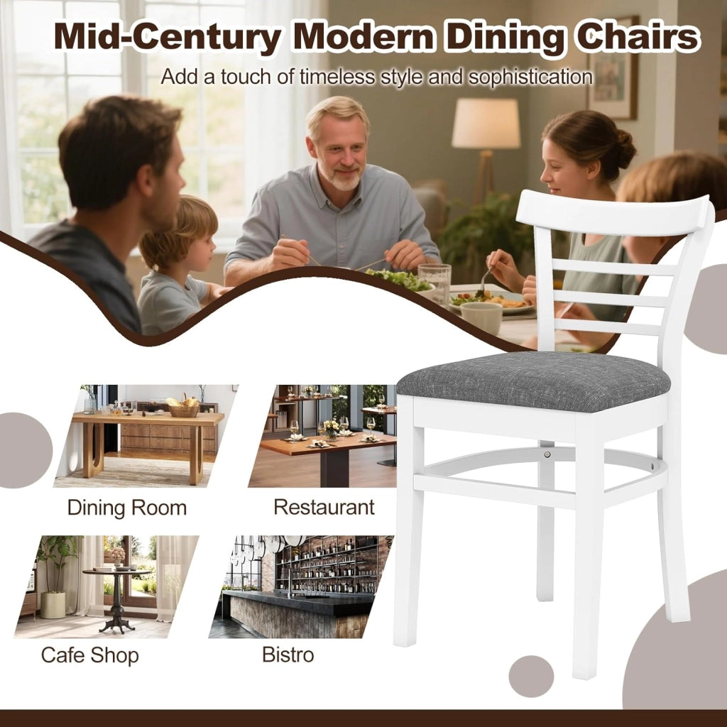 Set di 2 sedie da cucina in legno con seduta imbottita, tavolo da pranzo con schienale, sedie imbottite, in legno, portata 180 kg, sedie senza maniche per cucina