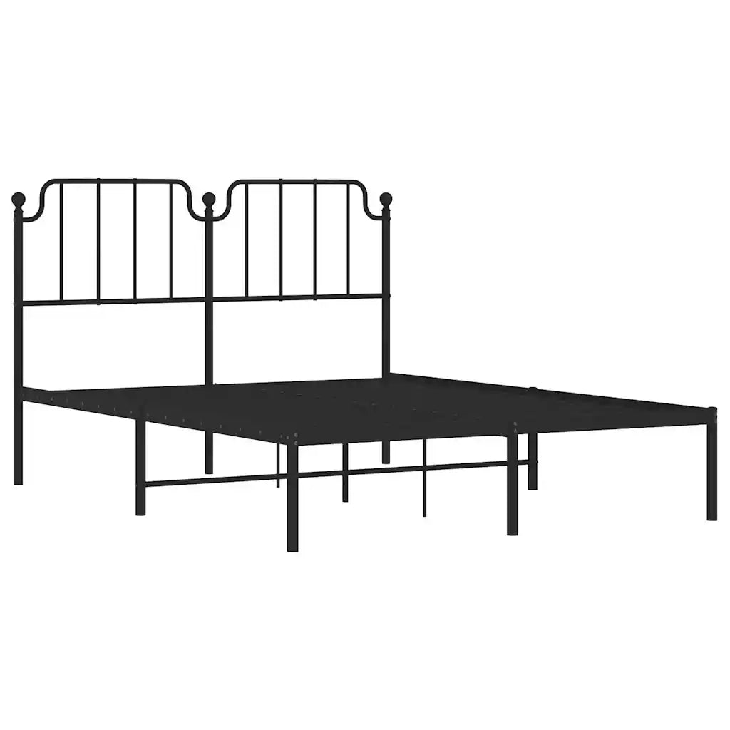 Giroletto con Testiera in Metallo Nero 135x190 cm 373886