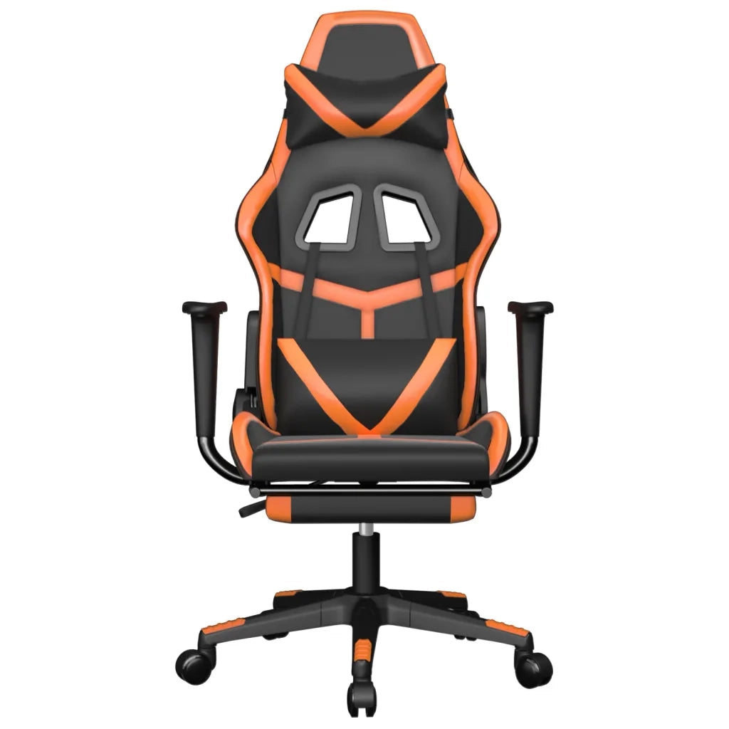 Sedia da Gaming | Sedia da e-sports con Poggiapiedi Nero e Arancione in Similpelle