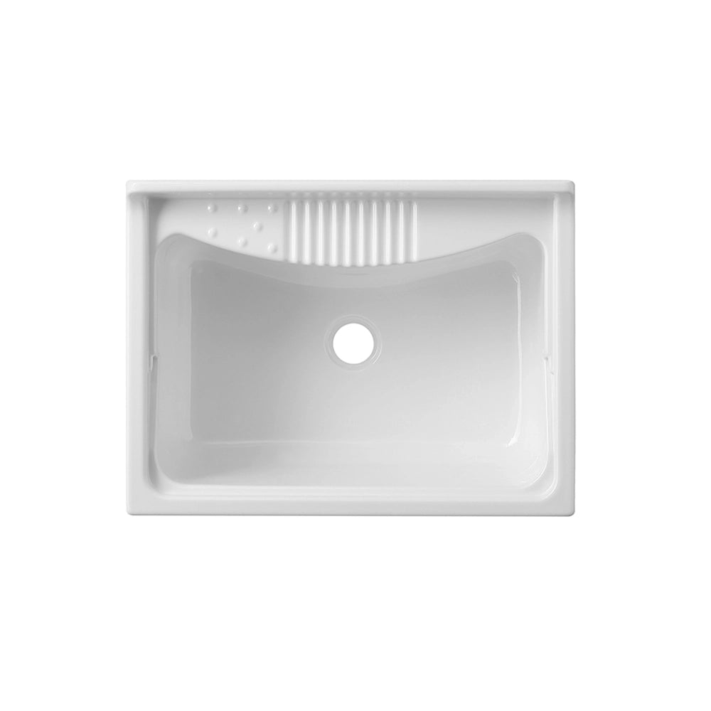 Mobile lavatoio per interni 60x45 cm bianco -vasca e asse in PP, sifone e troppopieno | Pratika