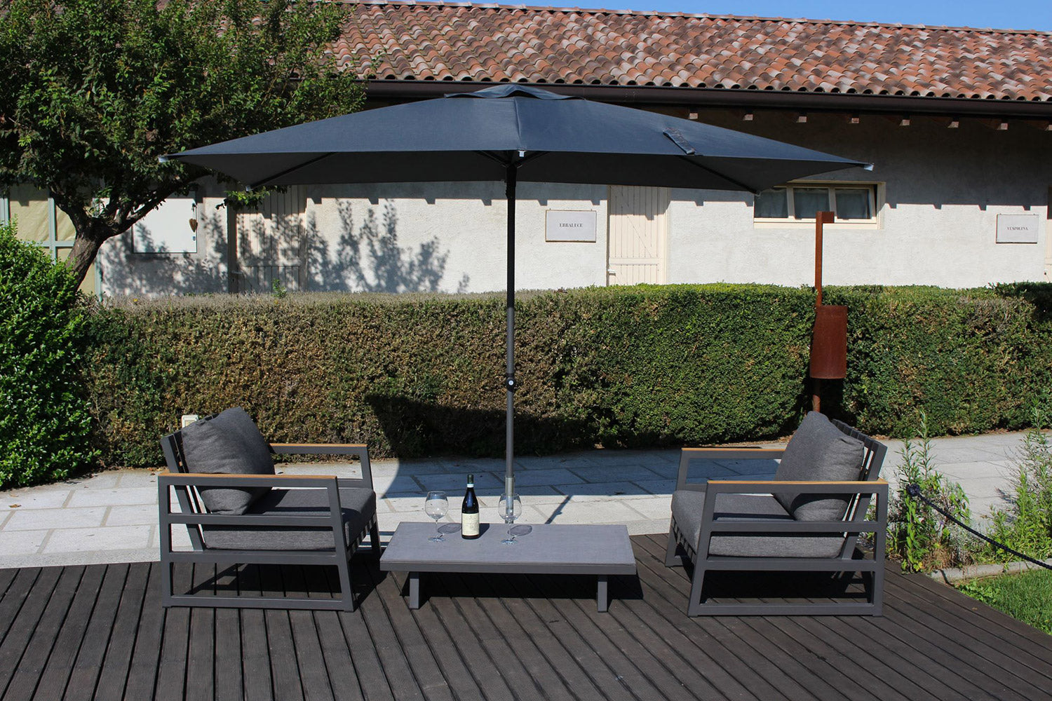 Ombrellone da Giardino 3x2 m Palo Ø35 mm in Alluminio Maffei Kronos Grigio