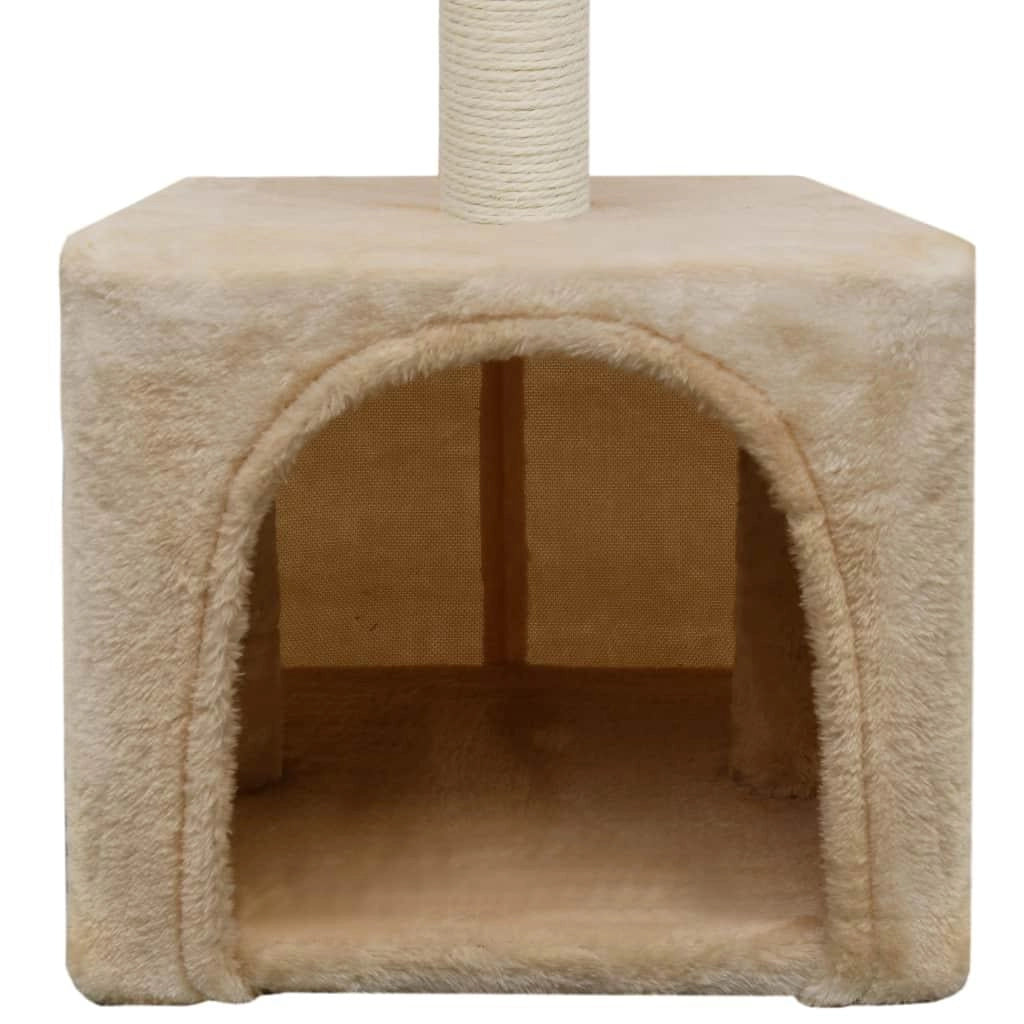 Tiragraffi albero per gatti cuccia per gatti peluche in sisal 55 cm beige 3702066