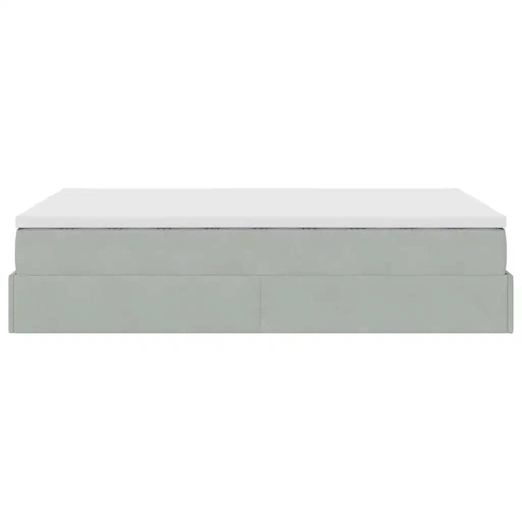Pouf Letto con Materasso Grigio Chiaro 120x190 cm in Velluto 3311171