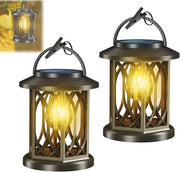 Lanterne a energia solare - lampadine acqua-resistenti con effetto lampeggiante, interruttore automatico, decorazioni appese, adatte per esterni, terrazza e giardino (2 pezzi)
