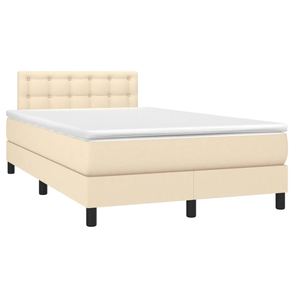 Letto a Molle con Materasso e LED Crema 120x200cm in Tessuto 3133466