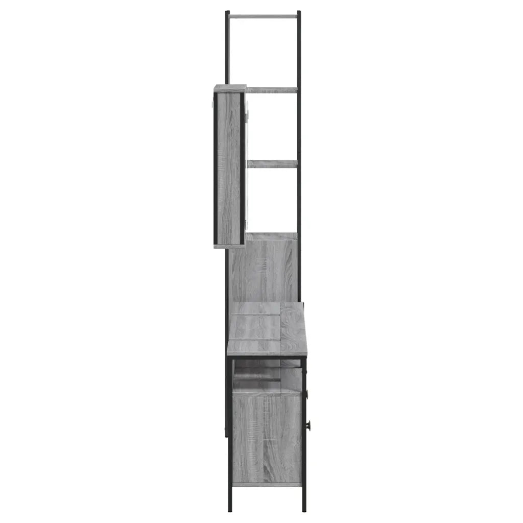Set Mobili da Bagno | Armadio da bagno 4 pz Grigio Sonoma in Legno Multistrato