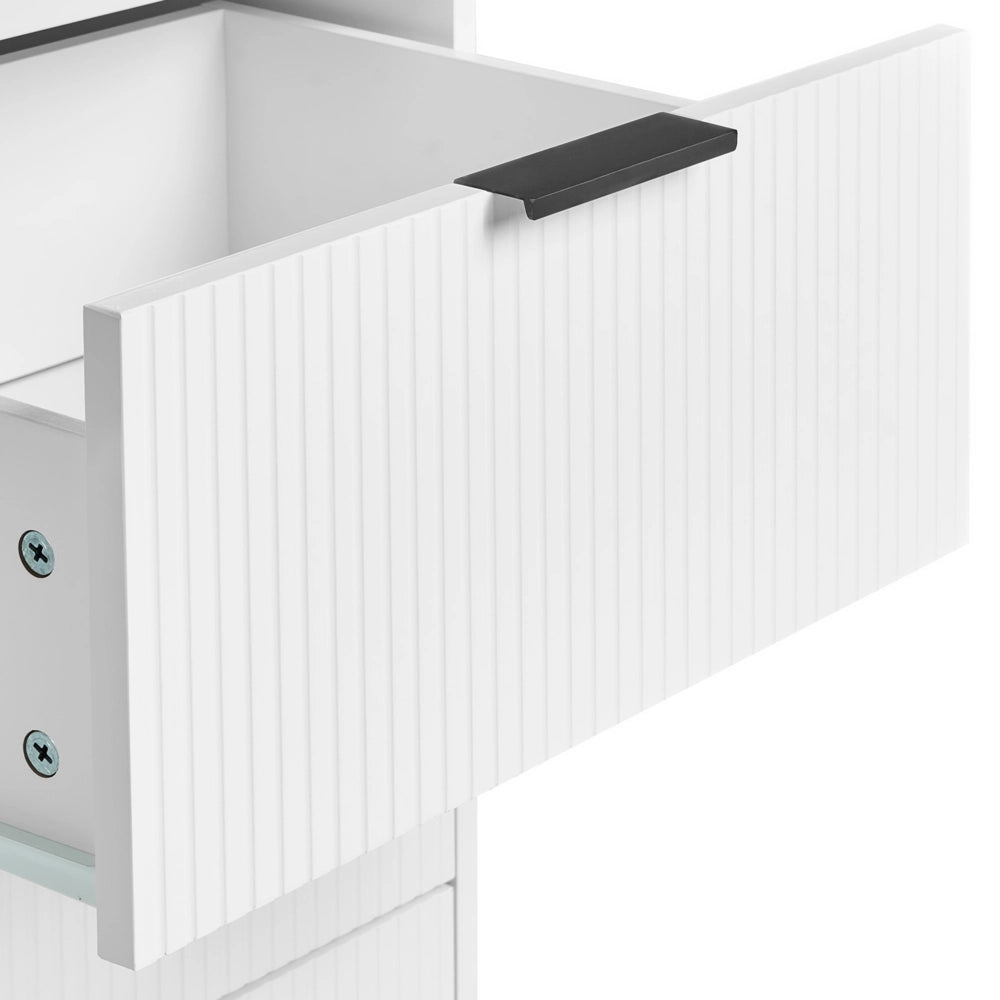 Credenza moderna Soggiorno Camera da letto Mobile 2 ante MDF Gambe in metallo Bianco stile moderno