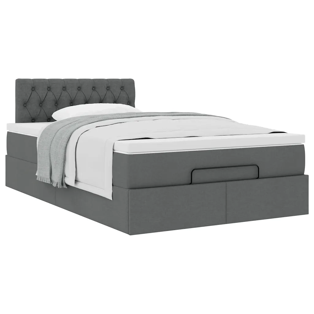 Pouf Letto con Materasso Grigio Scuro 120x200 cm in Tessuto 3311533