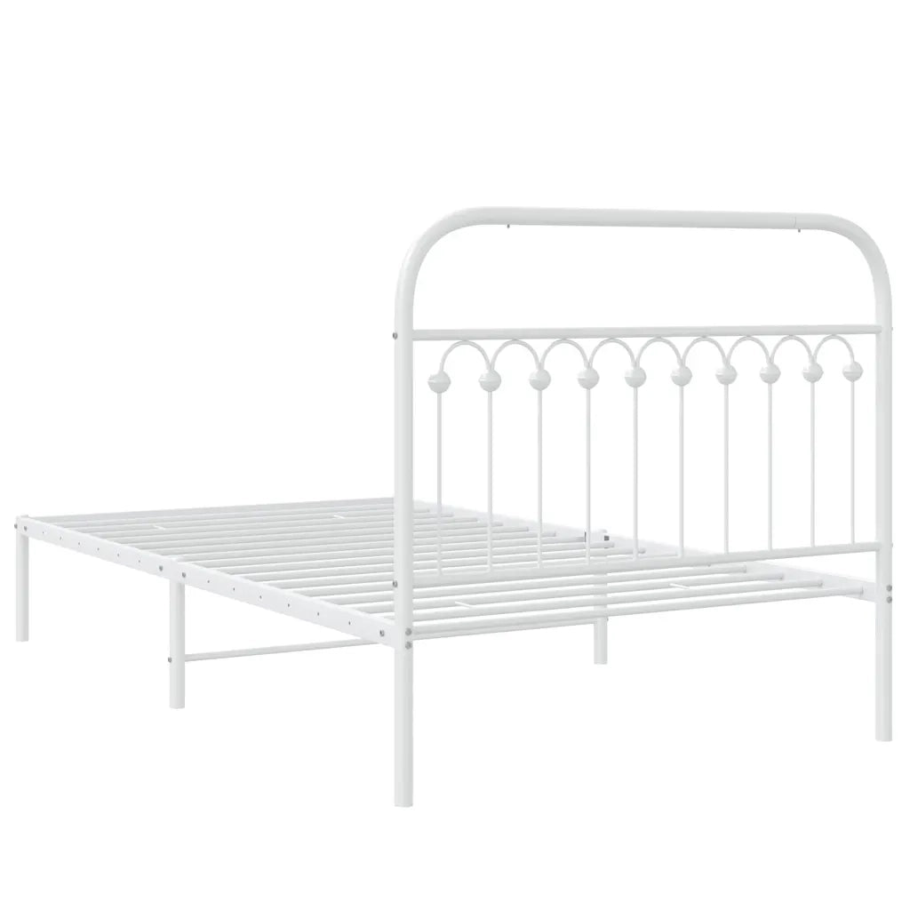 Letto singolo | Letto per adulti | Giroletto con Testiera Metallo Bianco 107x203 cm
