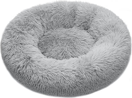 Gatto Pluizig pluche cuscino antiscivolo rotondo morbido per gatti lavabile - 40 cm - Grigio chiaro