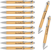 Pacchetto di 12 penna stilografica ispiratrice, penna stilografica cancellabile colore nero, penna stilografica motivazionale con citazione legno per ufficio, azienda, scuola e casa