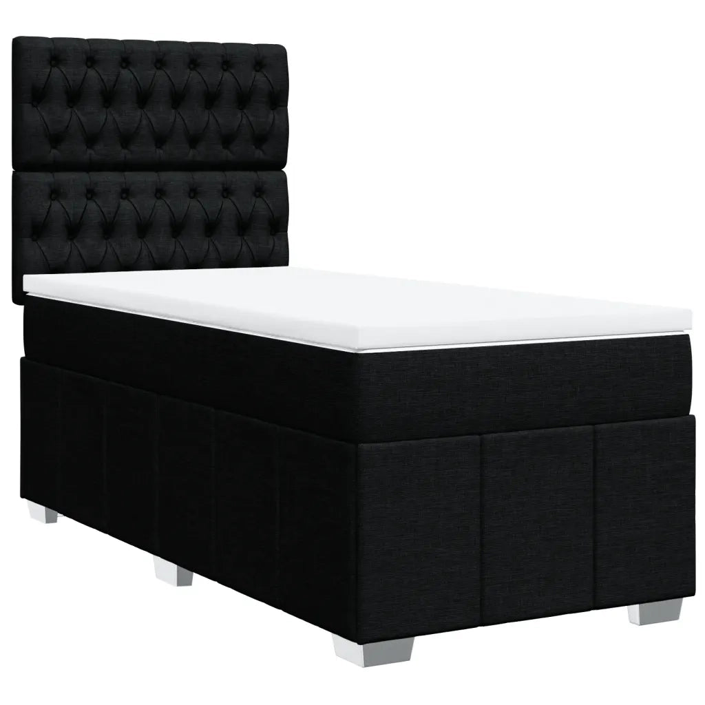 Giroletto a Molle con Materasso Nero 90x190 cm in Tessuto