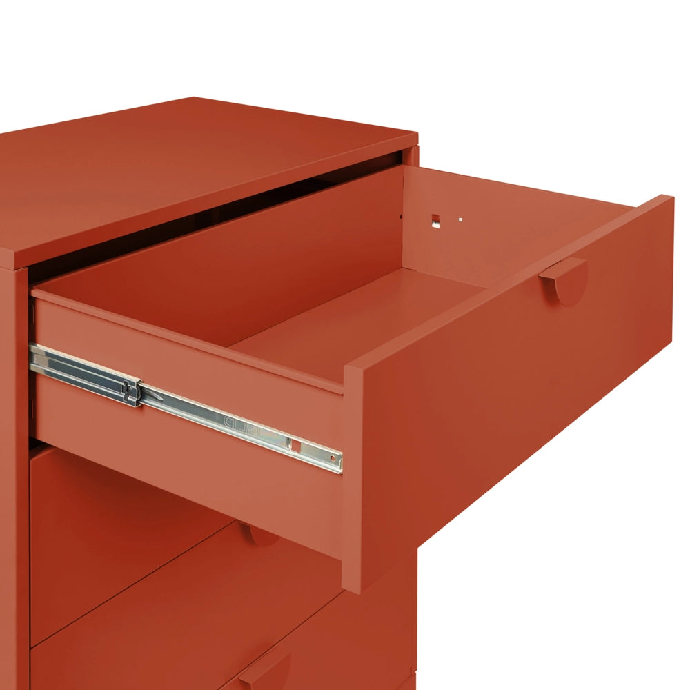 Cassettiera in acciaio verniciato marrone dorato 4 cassetti mobile contenitore per ufficio domestico e soggiorno stile industriale
