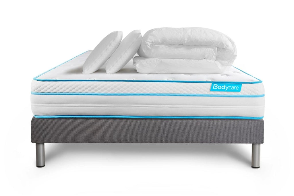 Pacchetto letto completo - Materasso 180x200cm + Box spring con doghe (kit) + 2 cuscini + Piumino - BodyMax