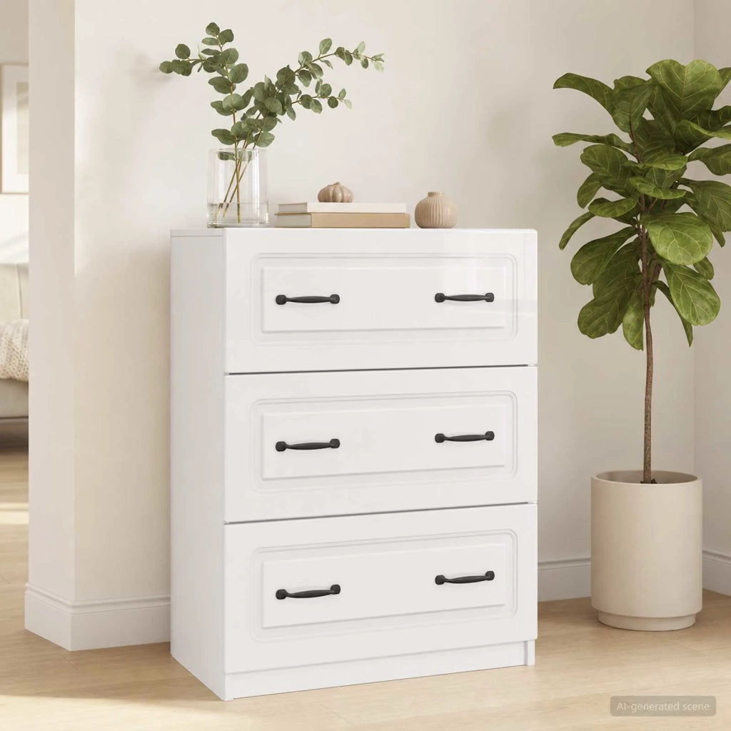 Mobile con Cassetti Bianco Lucido 66 x 34,5 x 87 cm 895759