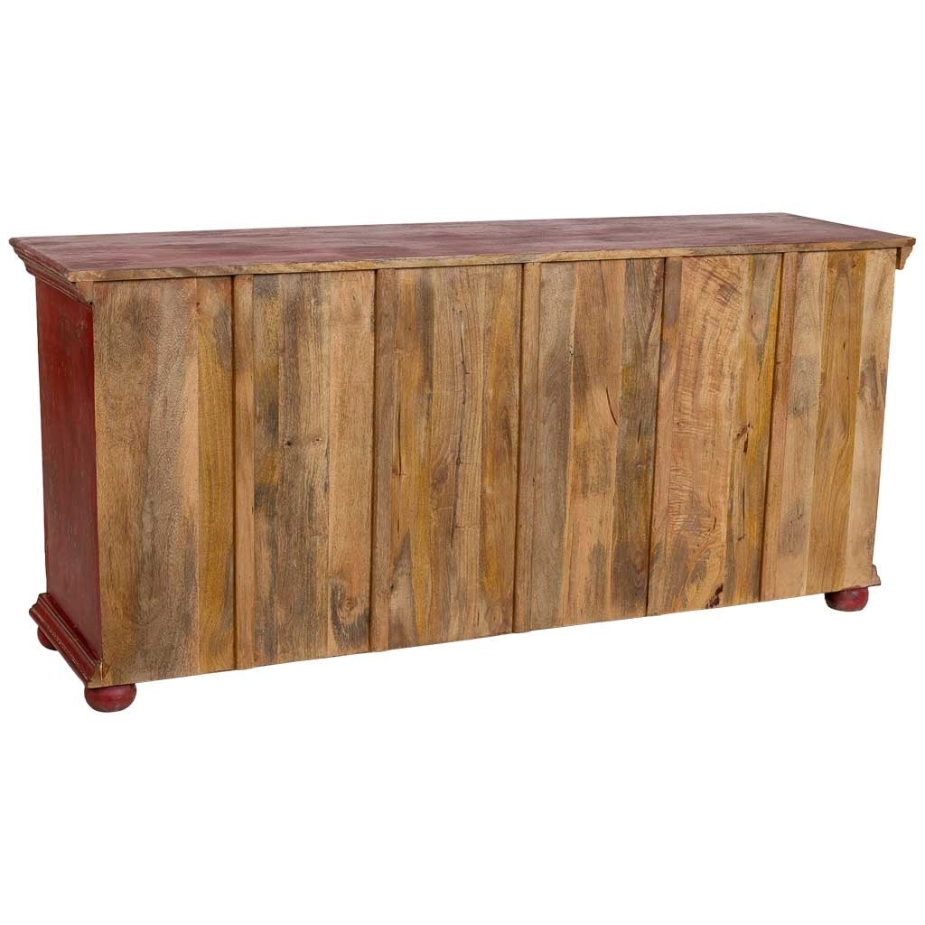 Credenza artigianale in legno rosso 165x45x76h cm