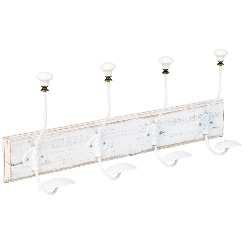 Appendiabiti da parete in legno con 4 ganci 52x1,3x8h cm