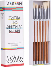 Set di pennelli per artisti - 10 pezzi pennelli a pelo di maiale premium - manico lungo - pennelli professionali per olio e acrilico