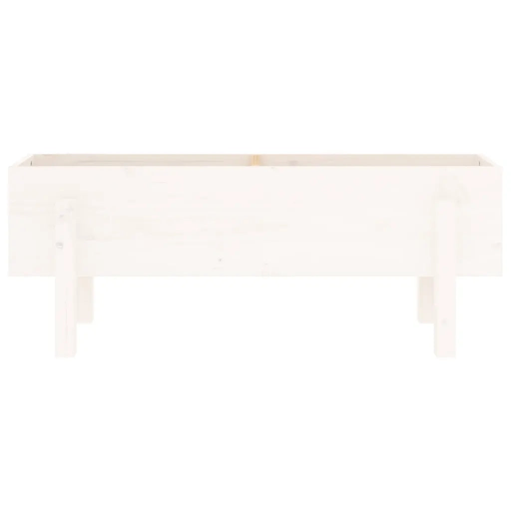 Fioriera Rialzata da Giardino Bianca 101x30x38 cm Massello Pino 825185