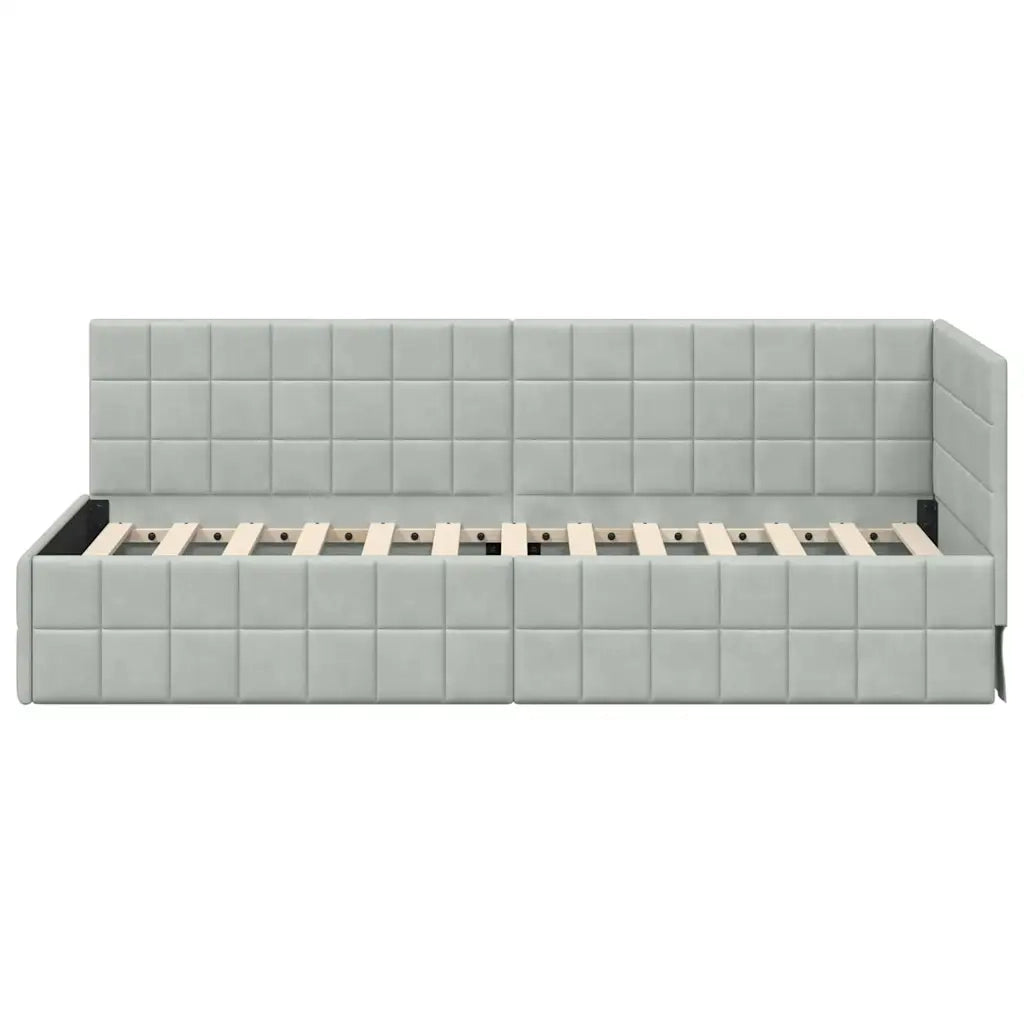 Letto singolo | Letto per adulti | Cornice del letto ad angolo Grigio chiaro 80 cm x 200 cm
