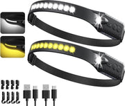 Faro a LED 230 Gradi con 7 Modalità di Illuminazione e Senso di Movimento Impermeabile e Ricaricabile per Adulti con Modalità SOS per Campeggio e Ciclismo