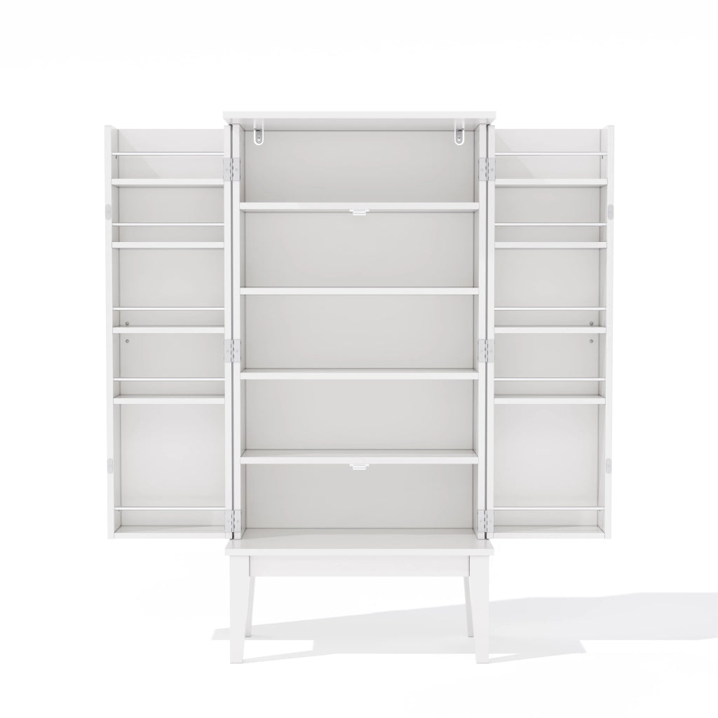 Armadio contenitore vintage e moderno 120x59x30 cm, con 2 ante, 5 ripiani e struttura in MDF bianco