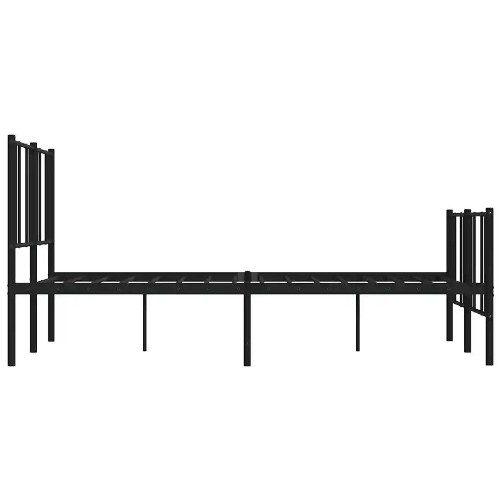 Letto matrimoniale | Letto per adulti | Giroletto con Testiera e Pediera Metallo Nero 120x190 cm