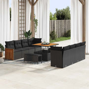 Set Divano da Giardino con cuscino 11 pcs Nero 3363284