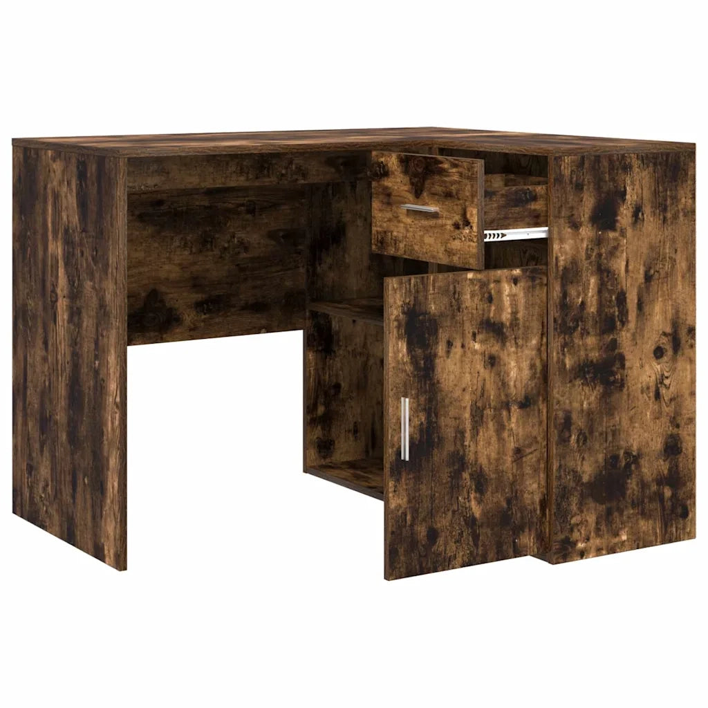 Scrivania | Tavolo da Ufficio ad angolo con cassetto Rovere fum¨¦ 102 x 88 x 75 cm