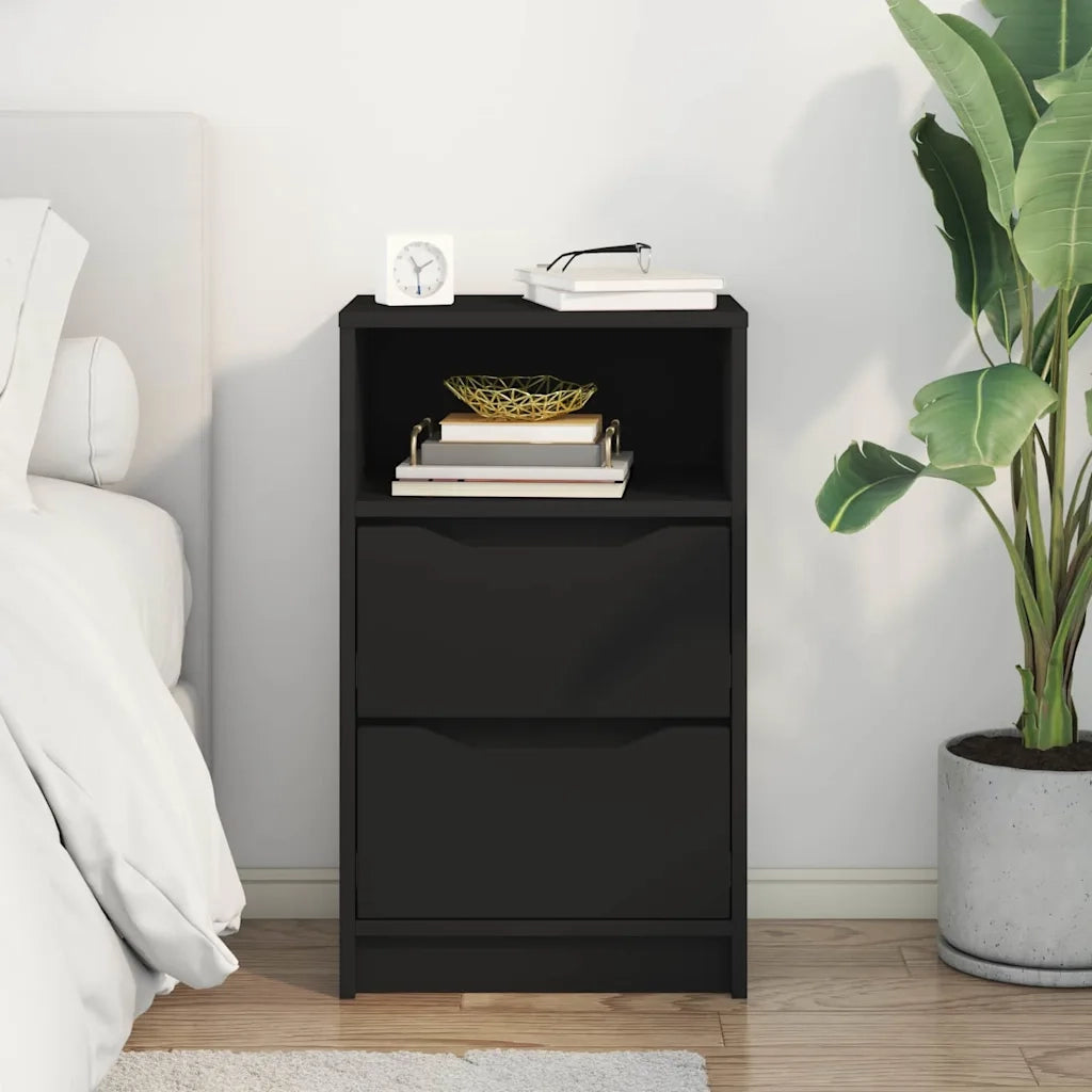Comodino con cassetto Nero 40 x 30 x 467 cm Legno multistrato 888909