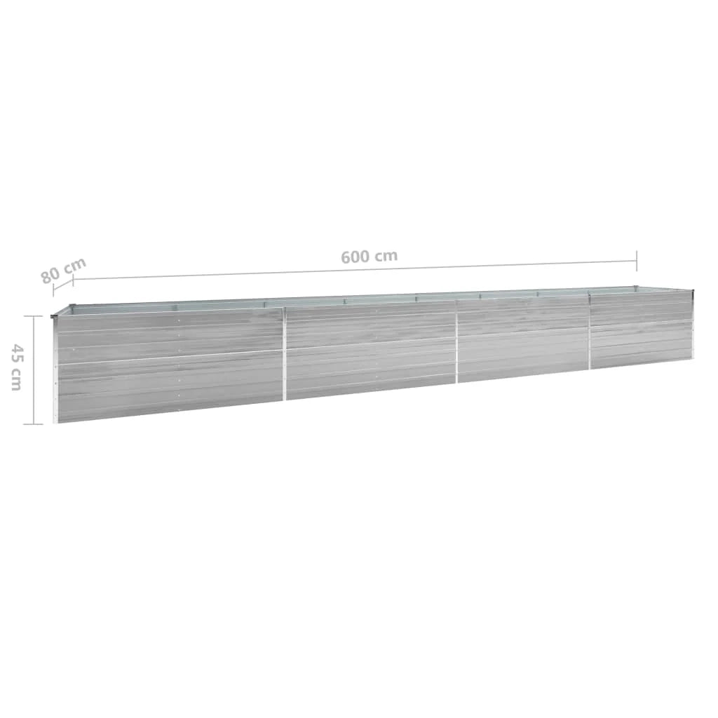 Fioriera rialzata per piante e fiori acciaio zincato 600 x 80 x 45 cm grigio 02_0001131