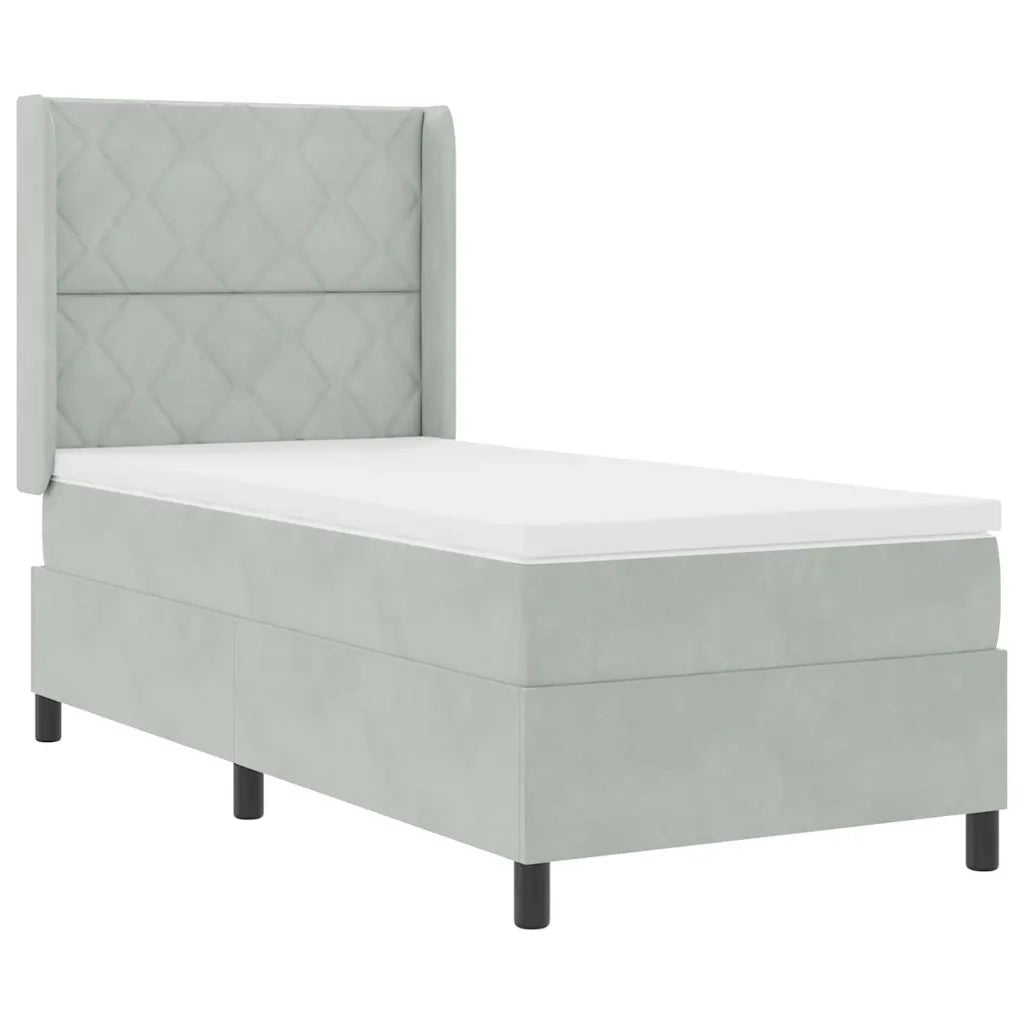 Letto a molle con materasso Grigio chiaro 100 x 200 cm Velluto 3342050