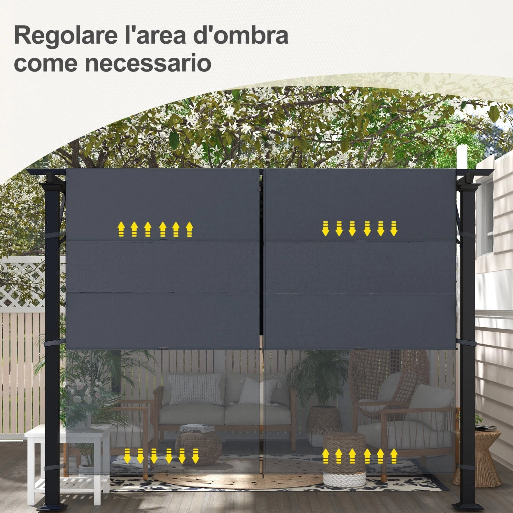 Copertura per Gazebo Pergola 488x122 cm con Tasche e Cinghie in Poliestere Grigio Carbone