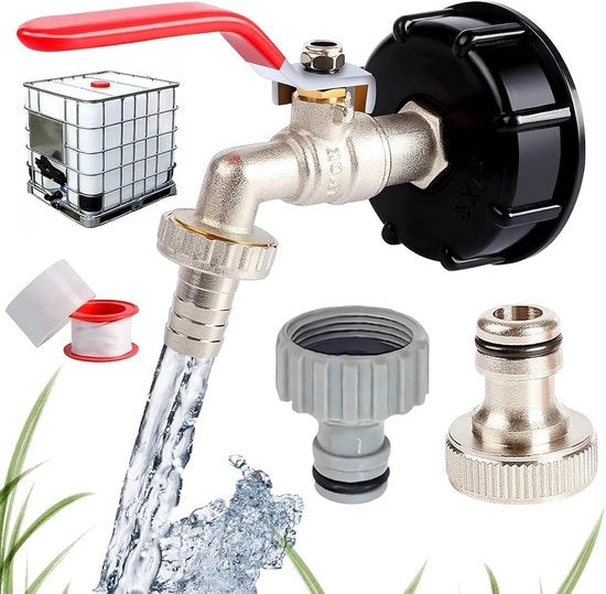 Bocchetta per tubo di scarico per vasca da giardino - S60 x 6 - Vasca da giardino 1000L - Regolatore di livello - Resistente al gelo