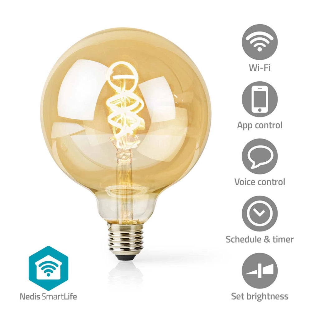 Lampadina connessa Wi-Fi LED 4,9W 360lm E27 SmartLife forma a globo Bianco Nedis