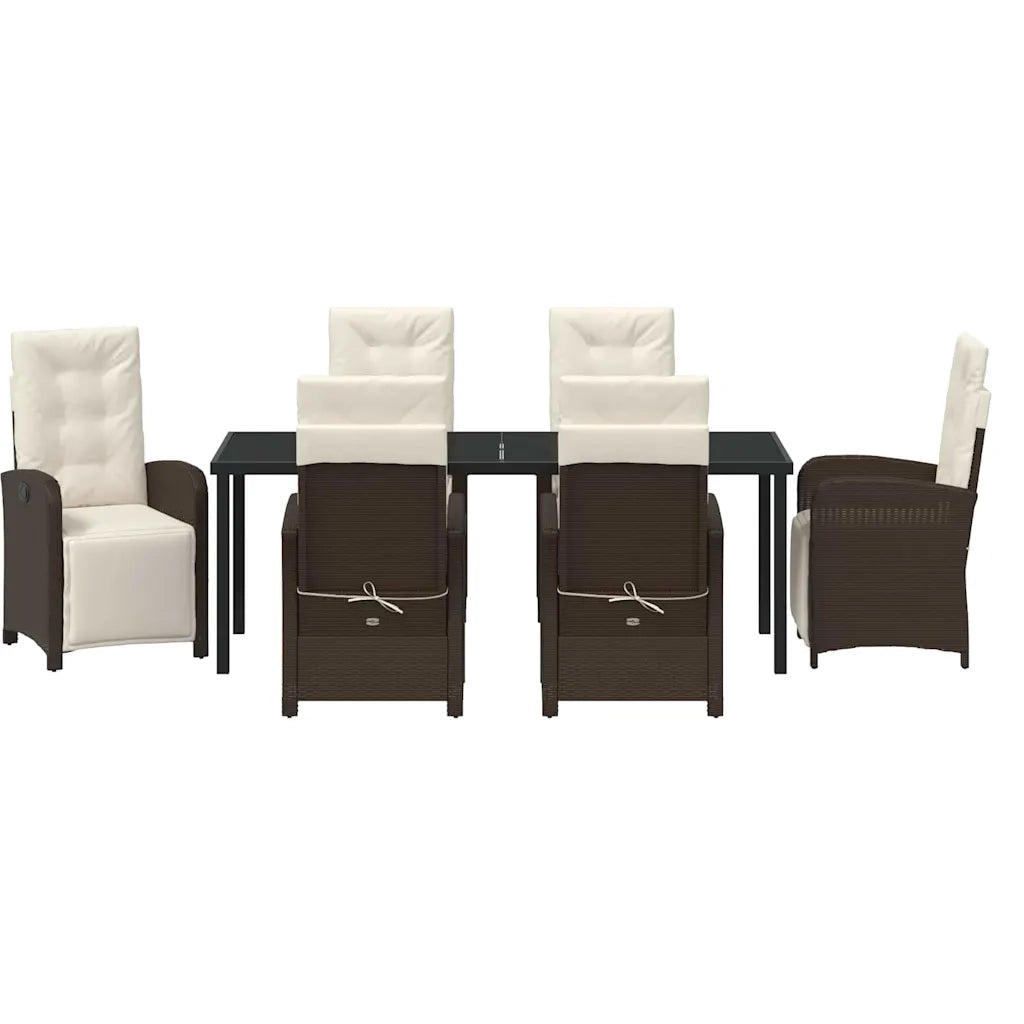 Set da Pranzo per Giardino con cuscino 7 pcs Marrone polyrattan 3380321