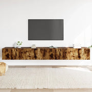Set Mobili Porta TV 3 pz Rovere Fumo in Legno Multistrato 3114475