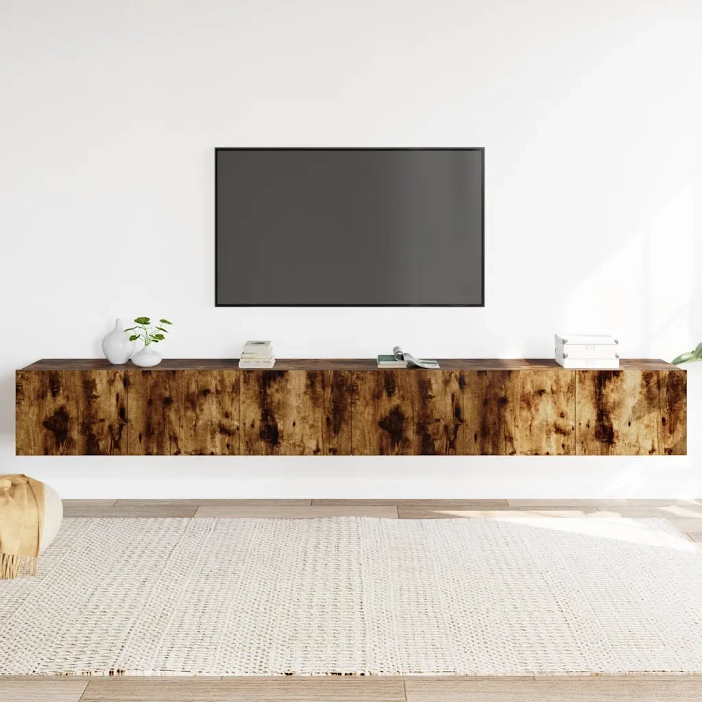 Set Mobili Porta TV 3 pz Rovere Fumo in Legno Multistrato 3114475