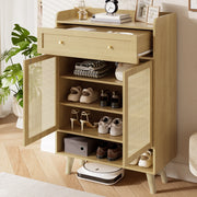 Scarpiera moderna con 2 ante, 1 cassetto e ripiani regolabili, 80 ¡Á 105 ¡Á 35 cm, Light Oak