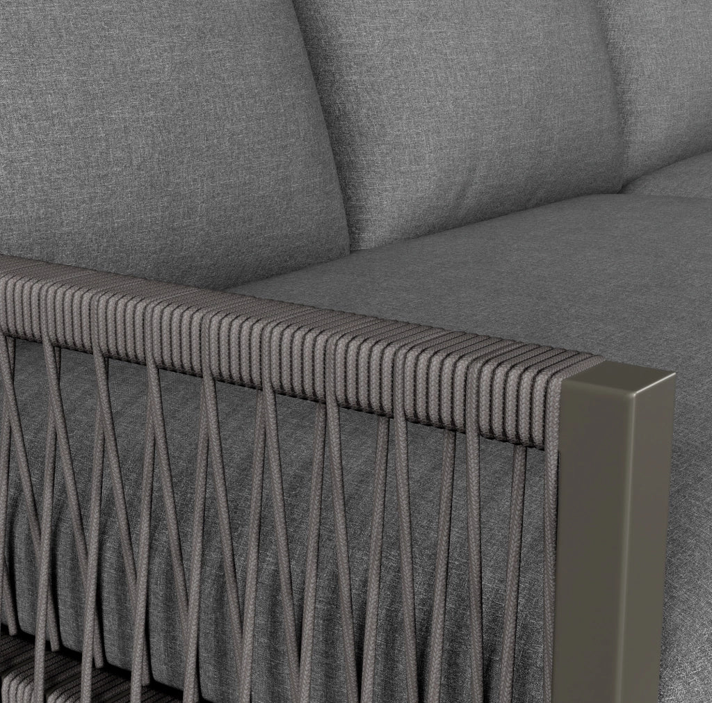 Set salotto da giardino ad angolo con 2 tavolini; grigio