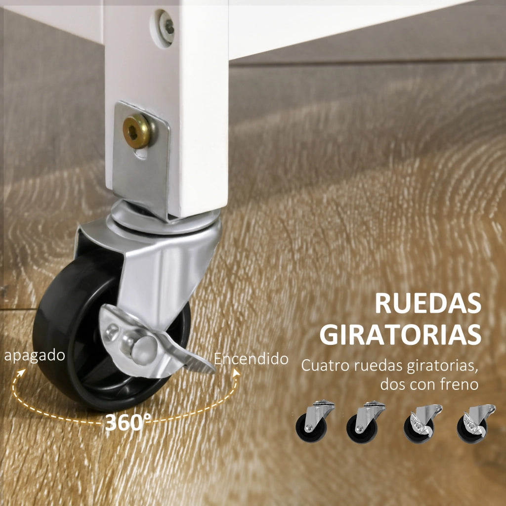 Carro da cucina con ruote ¨C zephmum ¨C bianco 76x48x88 cm