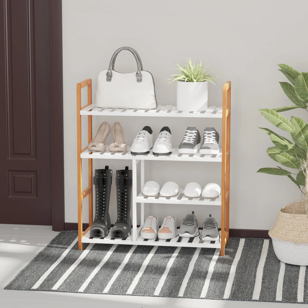 Scarpiera 4 Ripiani ¨C zephmum ¨C Legno di Pino MDF Bianco 60x25x80 cm