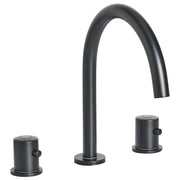 Rubinetto miscelatore per lavabo in ottone neroa due maniglie con beccuccio curvo Accessori bagno Bagno