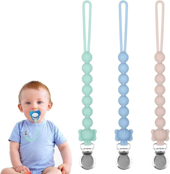 Clip per catena per bambini con 3 pezzi in silicone, BPA gratuito, per catena di soffietto o giocattolo