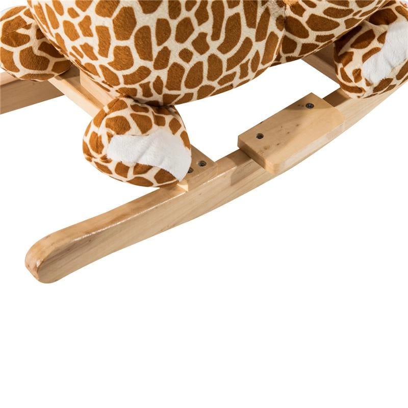 DONDOLO IN LEGNO GIRAFFA PER BAMBINI IN MORBIDO PELUCHE CON SUONI
