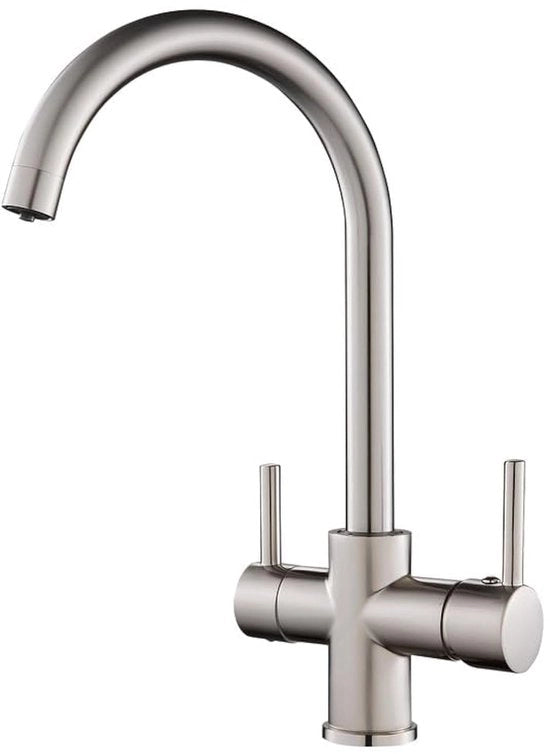 Kraan per cucina 3 vie, Tink kraan estraibile 360°, fornita per l'acqua calda/fredda/ultracorretta, finitura borchiata