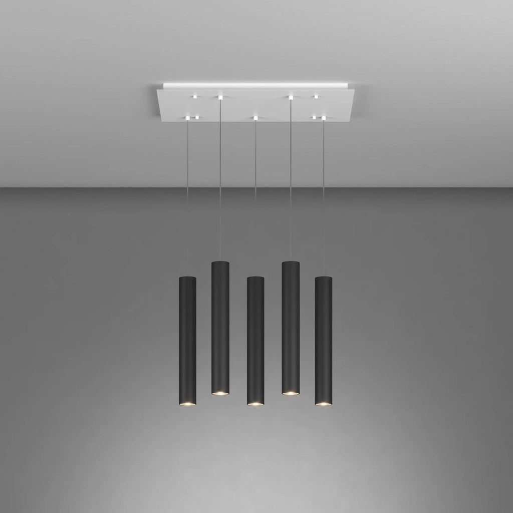 Lampadario Industrial-Minimal Xeana Metallo Bianco Nero 5 Luci Gu10